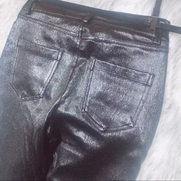 JustFab metallic silver & black studded punk jeggings jean leggings - Picture 7 of 8